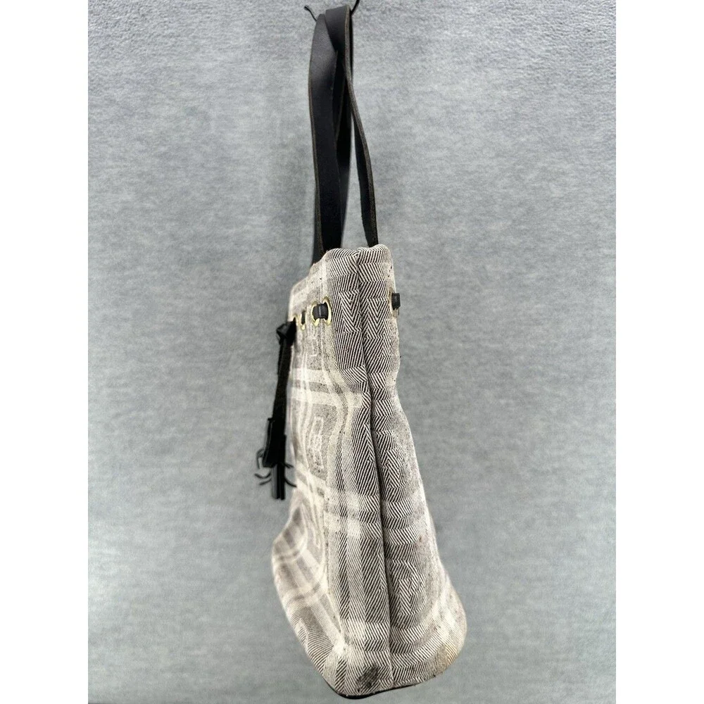 DOONEY BOURKE PL289 BL Gray Plaid Bucket Shoulder Handbag PU4
